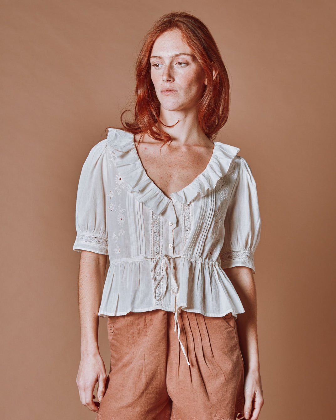 Blouse - Vintage volanté crème