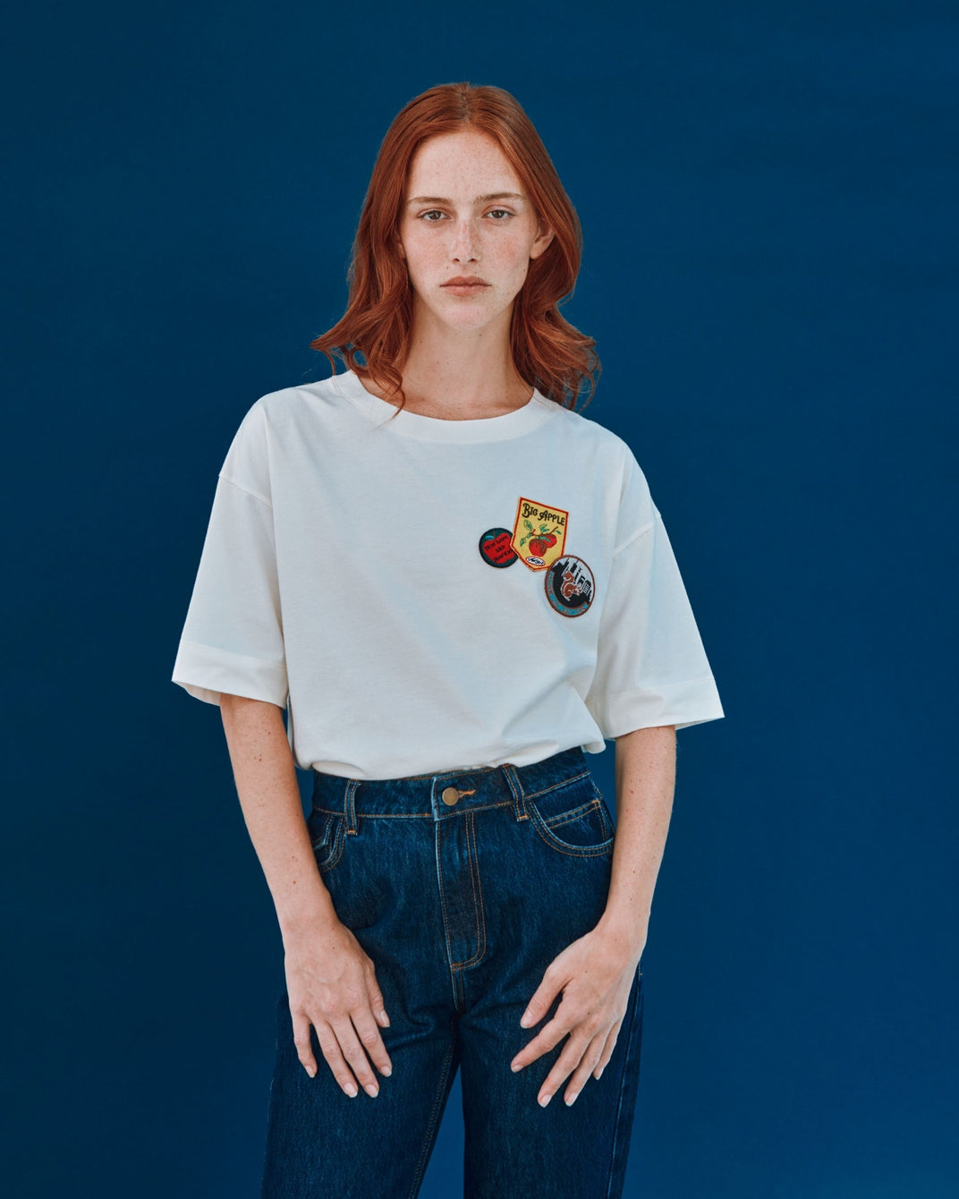 T-shirt - Oversize badges coton bio écru