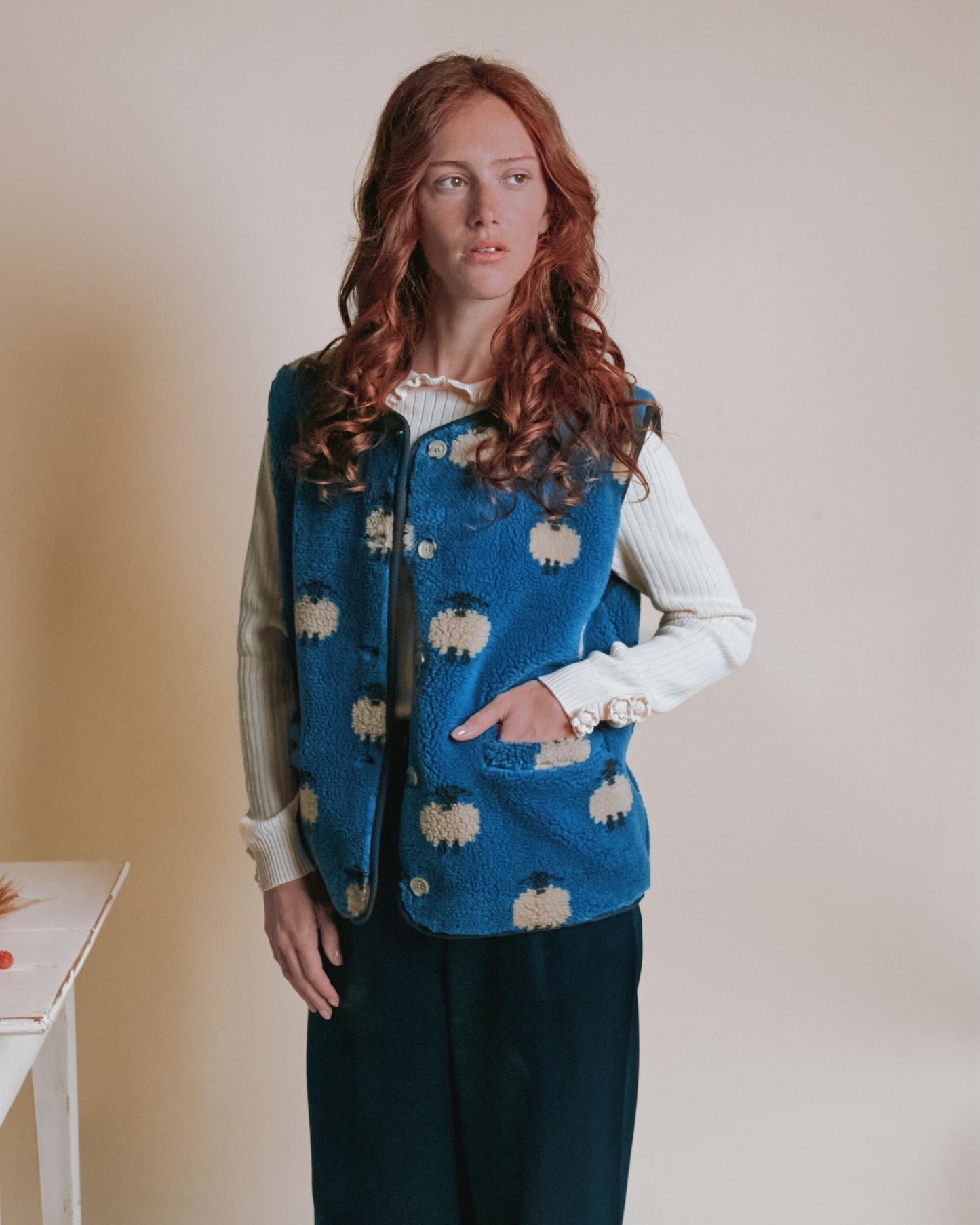 Veste sans manches - Moumoute moutons bleu