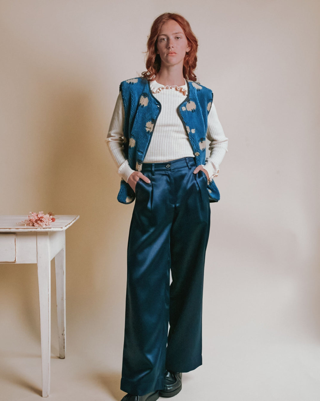 Veste sans manches - Moumoute moutons bleu