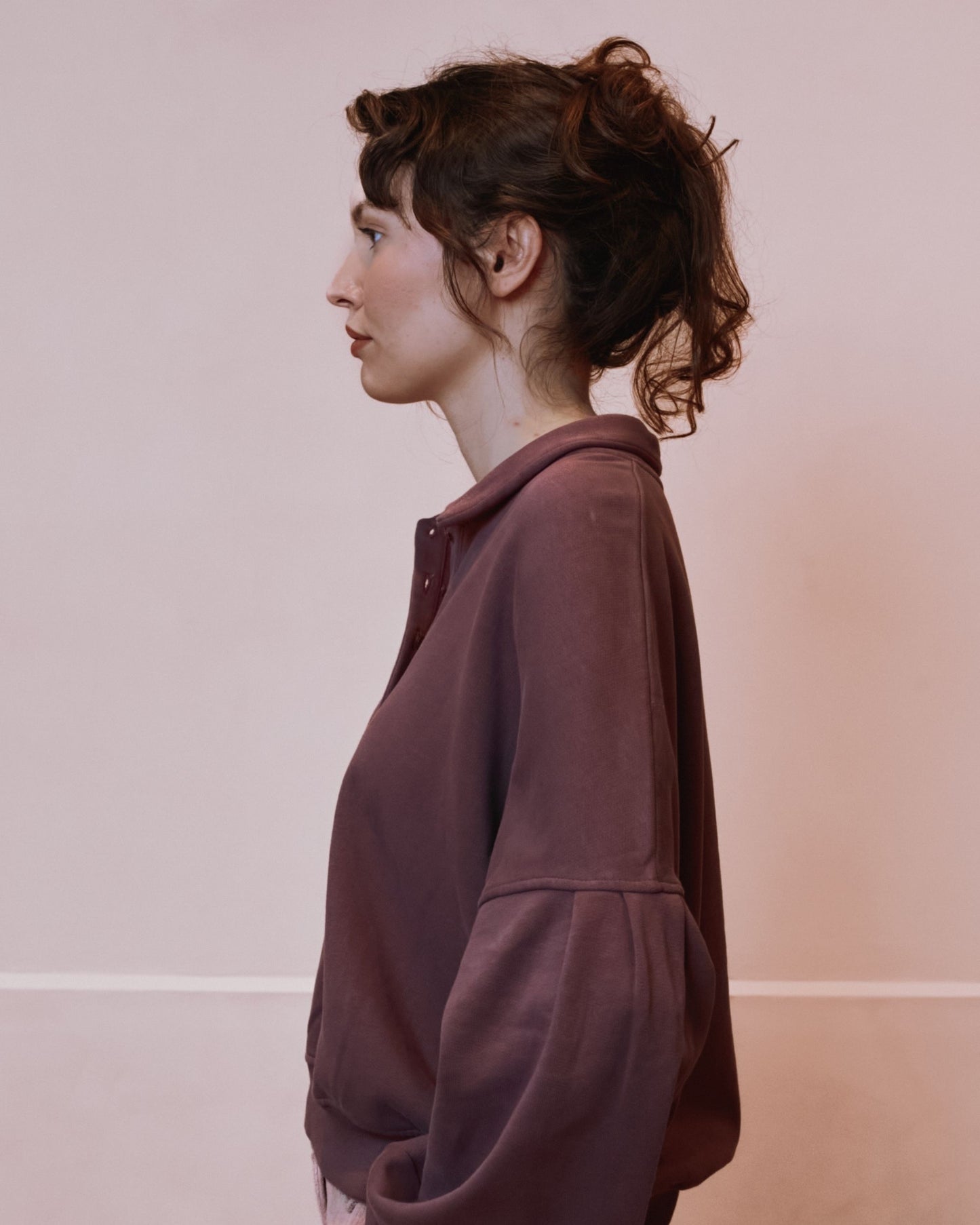 Sweat polo - Boutonné violine