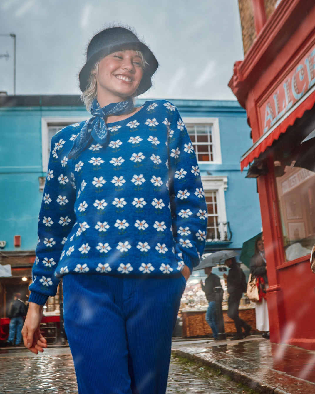 all-over royal flower sweater