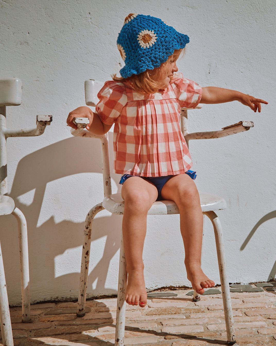 Candy gingham pleated blouse