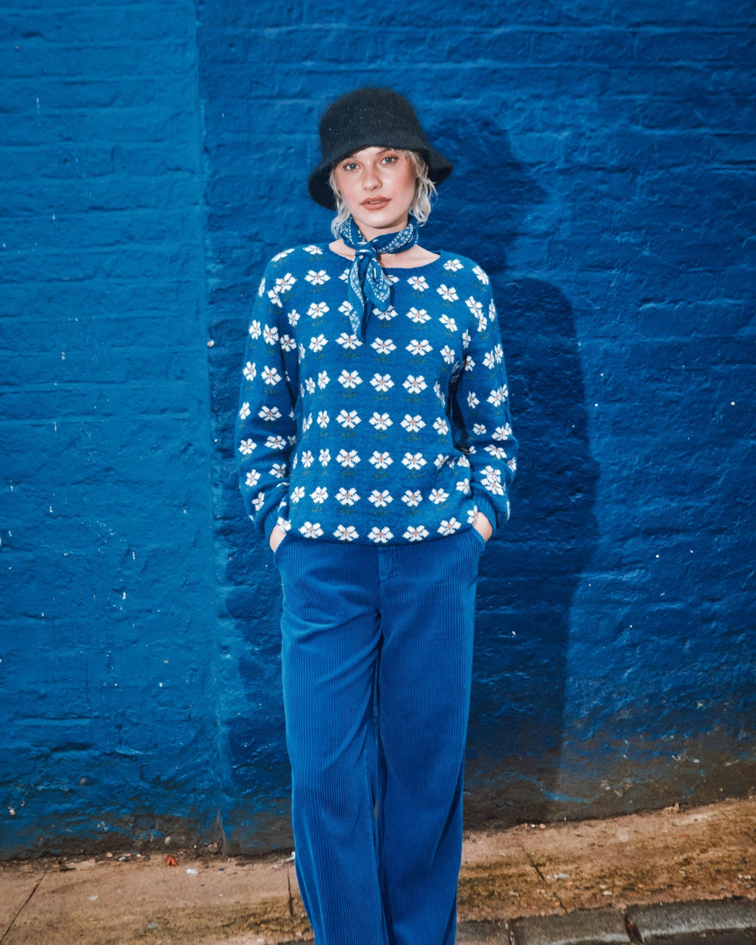 all-over royal flower sweater