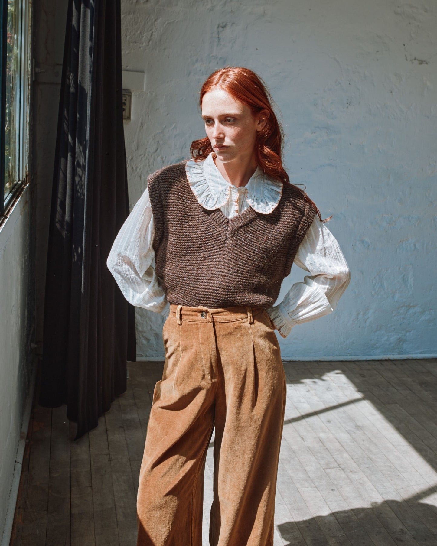 Blouse lurex à perles écru