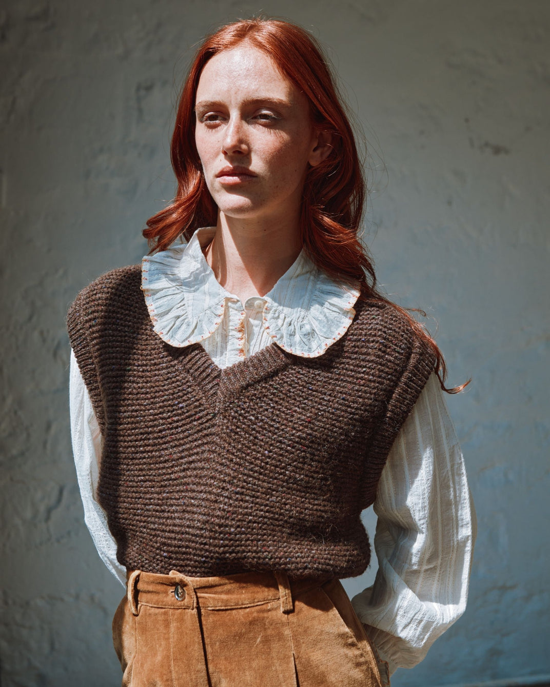 Brown sleeveless sweater