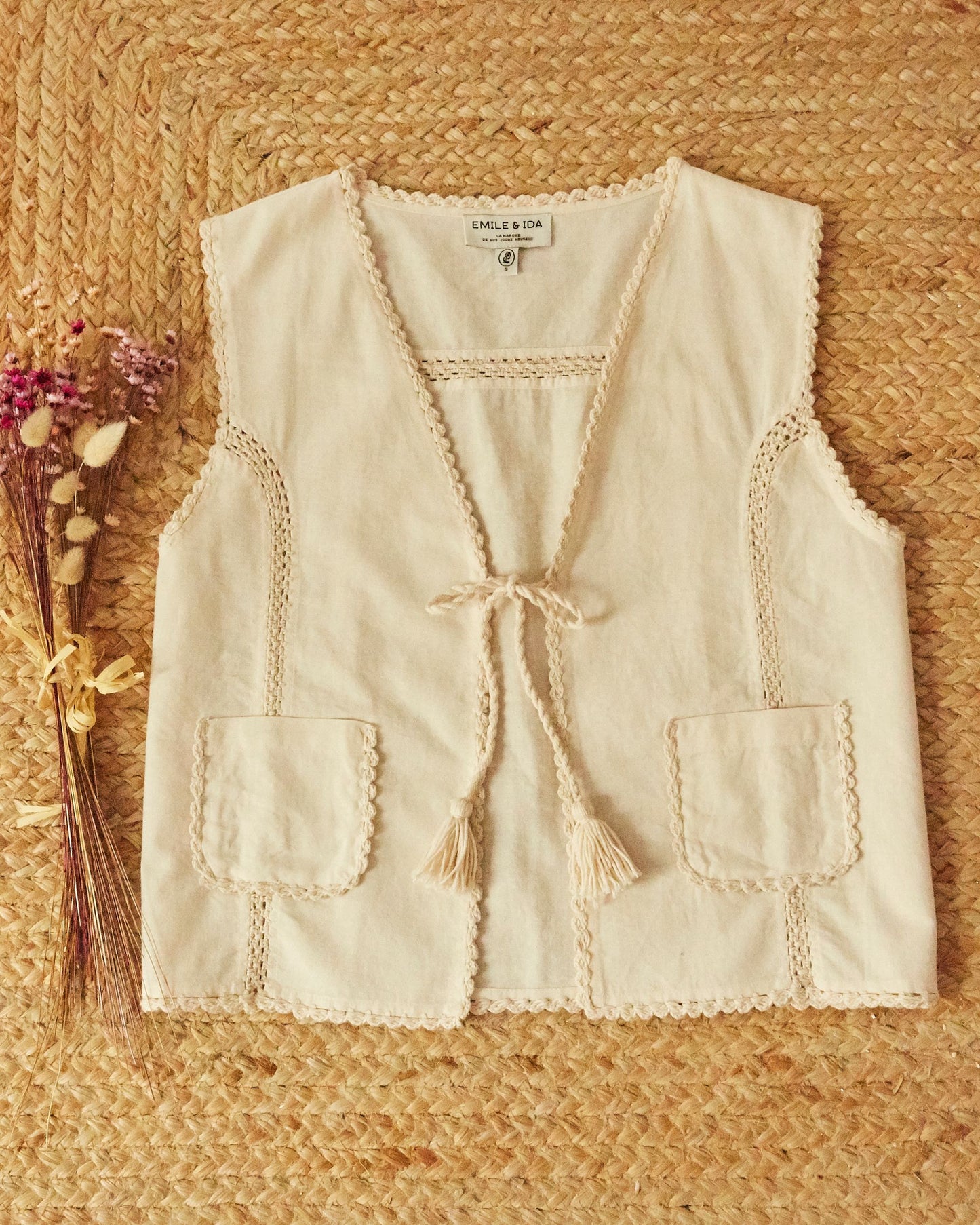 Veste sans manches - Crochet écru