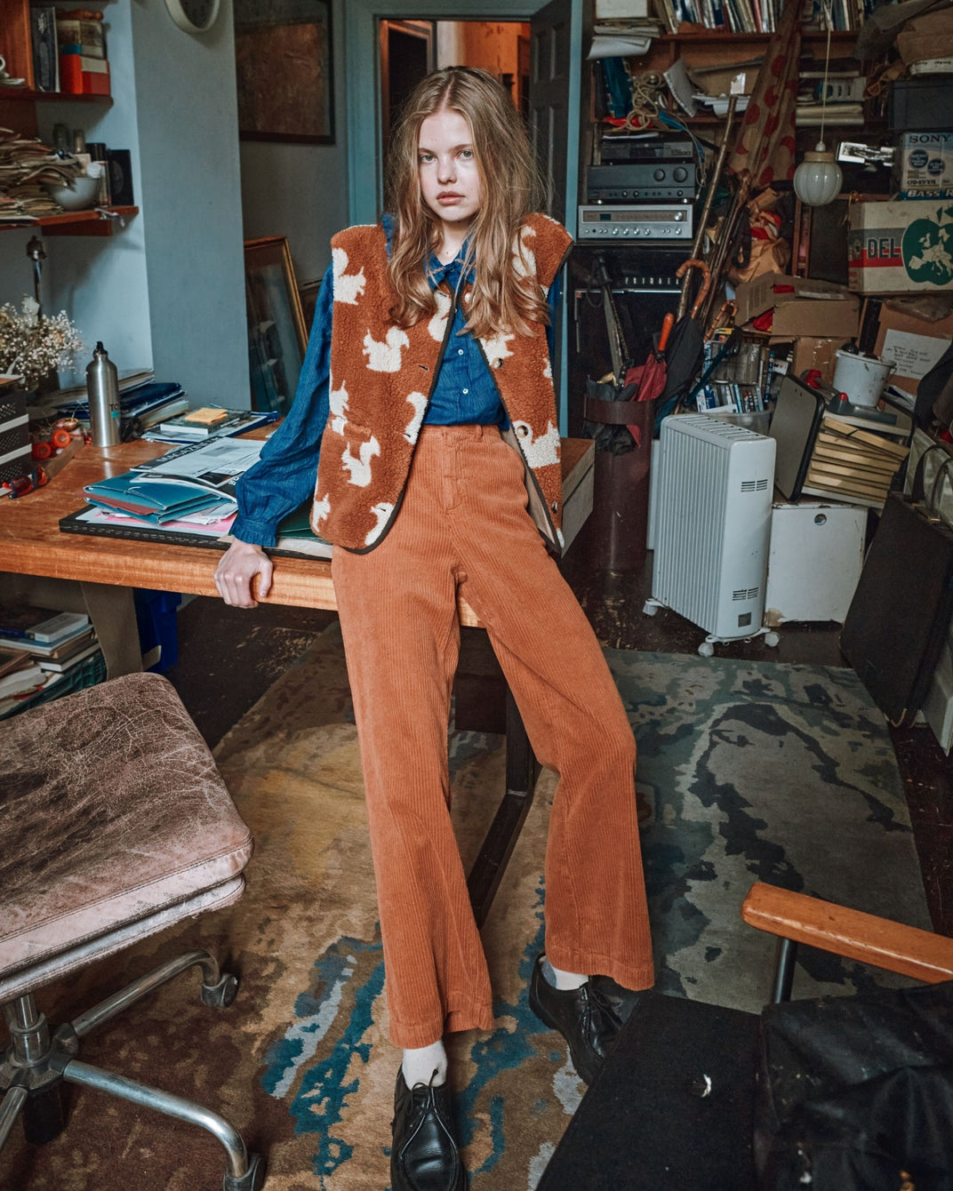 Pantalon velours cotelé caramel