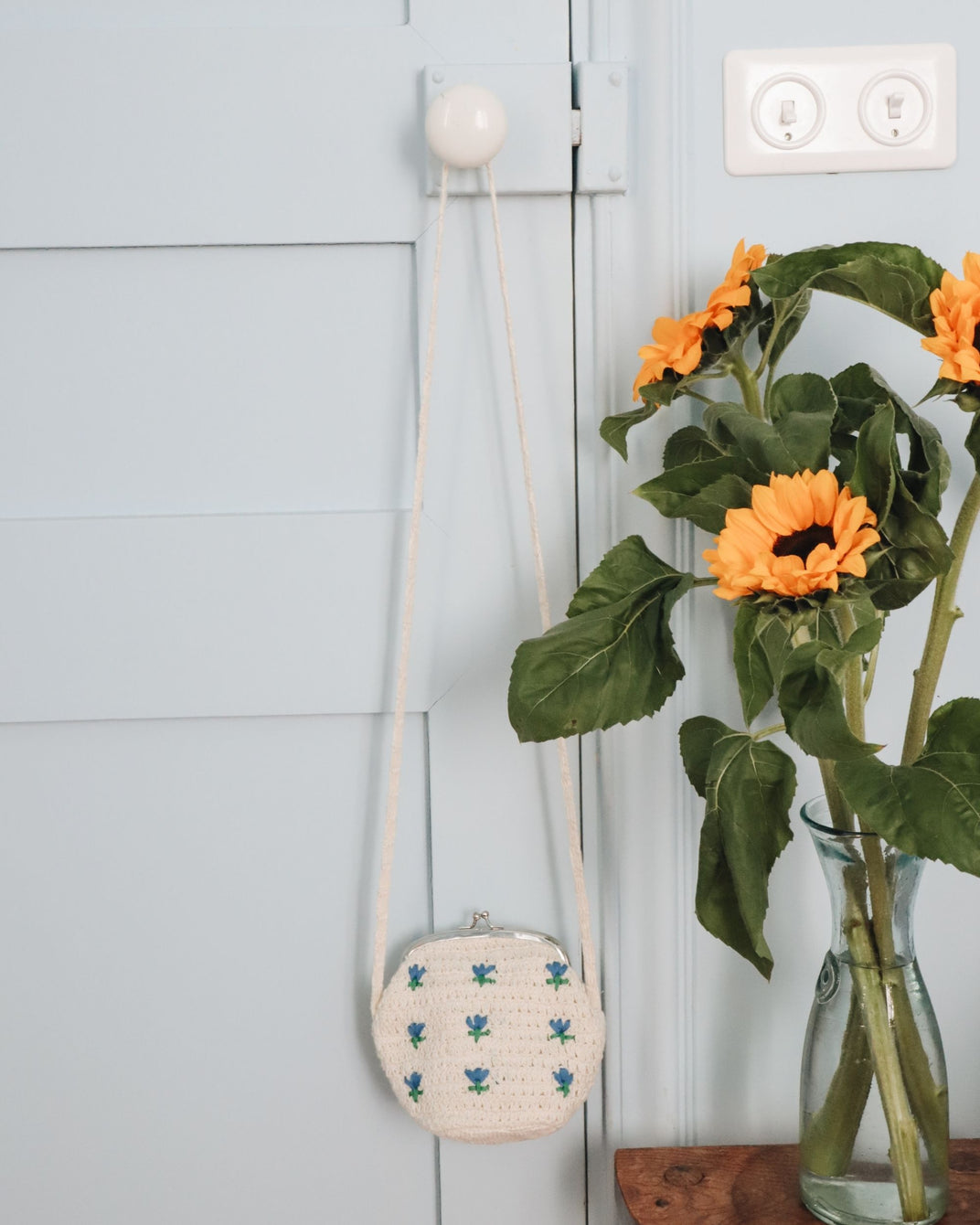 Sac porte-monnaie crochet écru