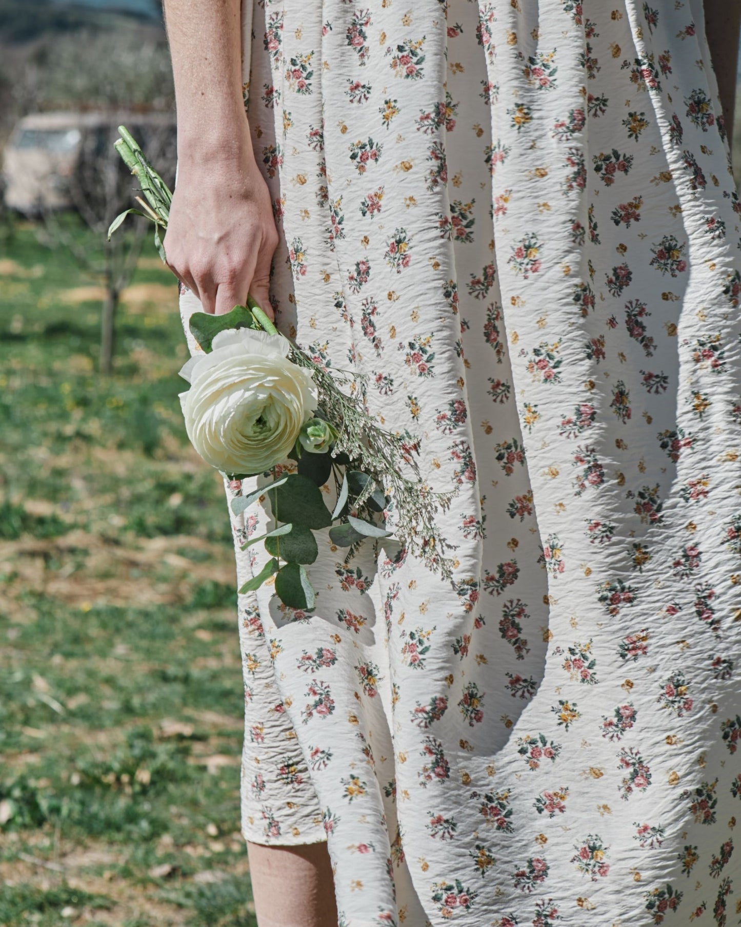 Robe longue - Fleuri écru