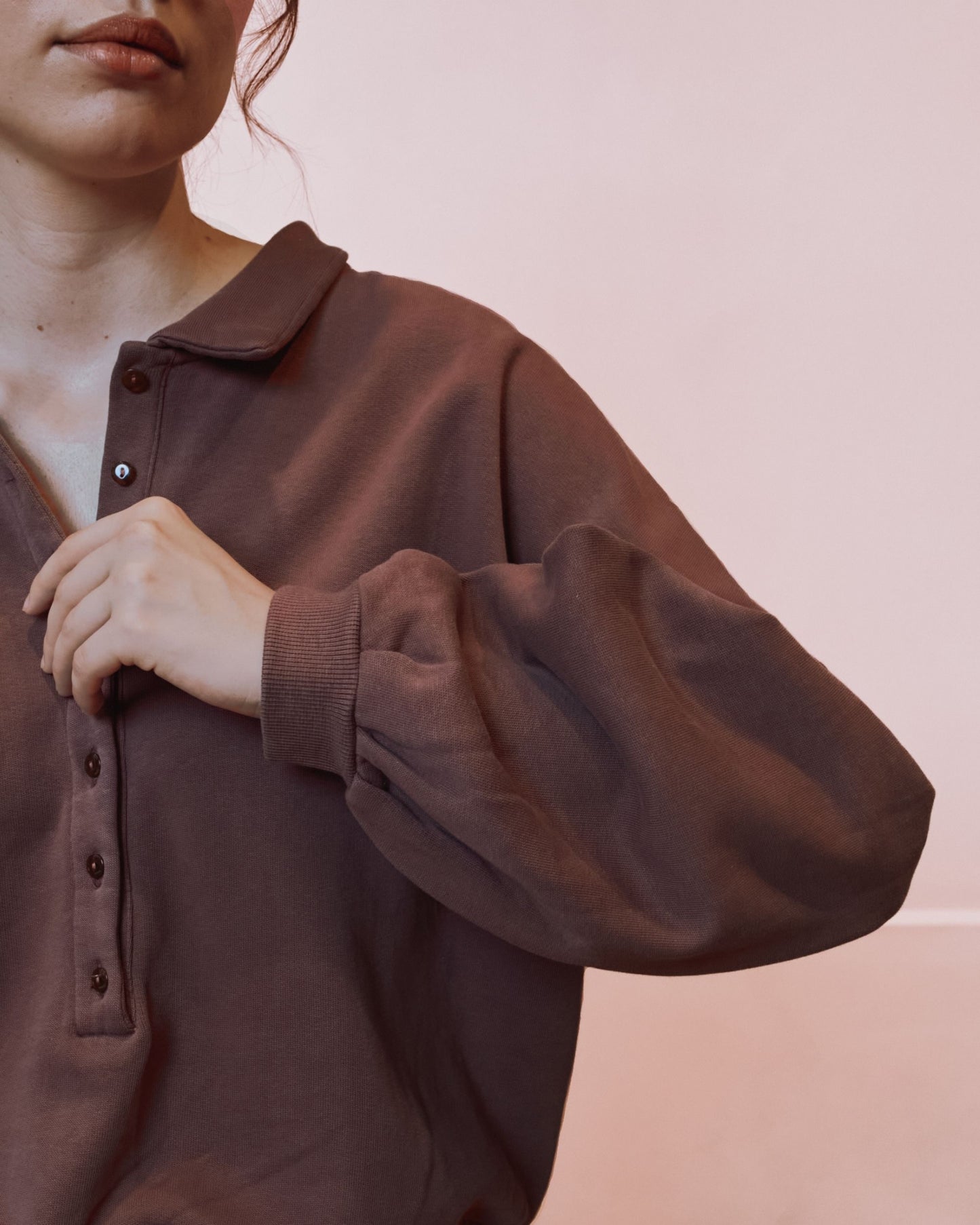 Sweat polo - Boutonné violine