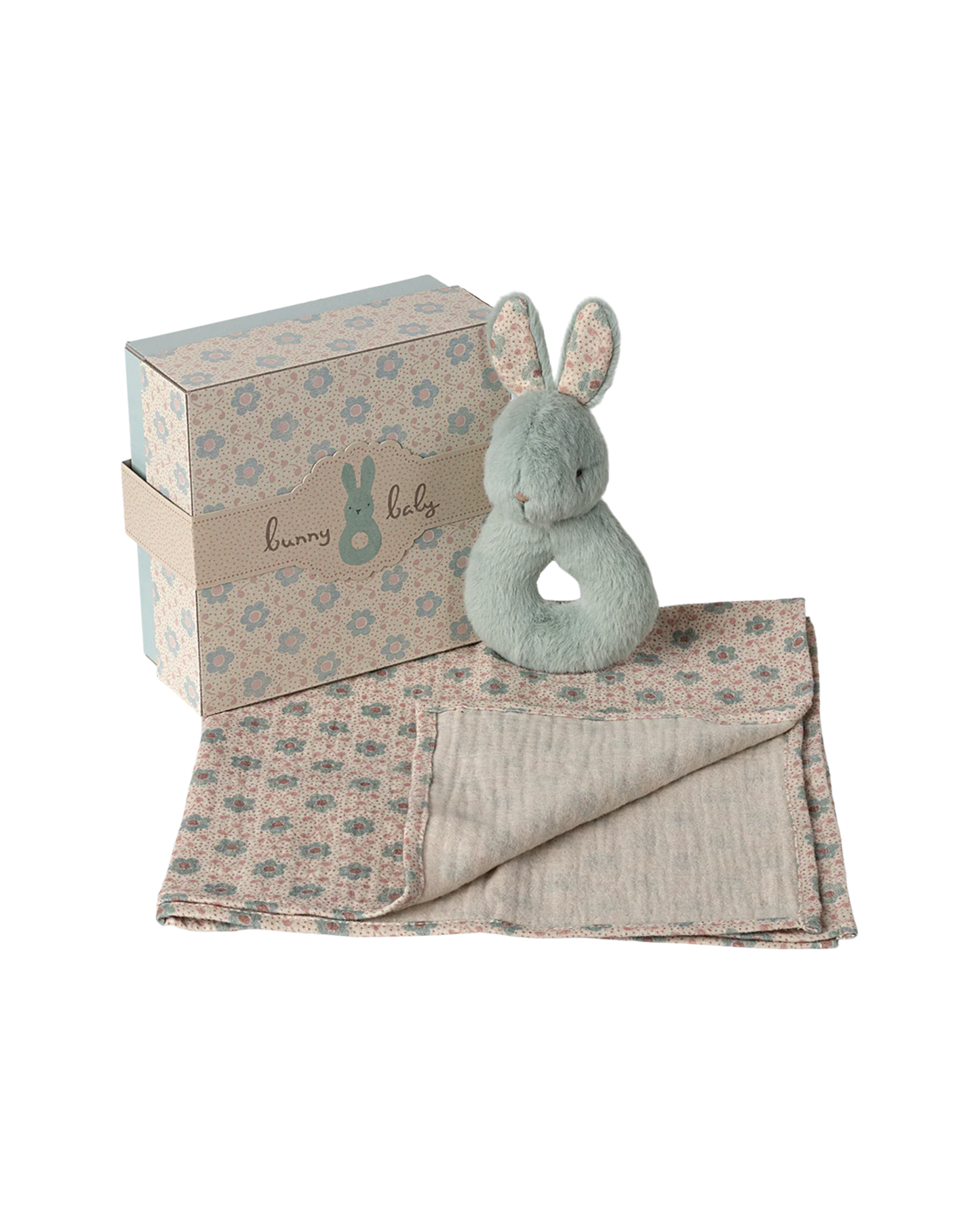 Coffret hochet lapin menthe - Maileg