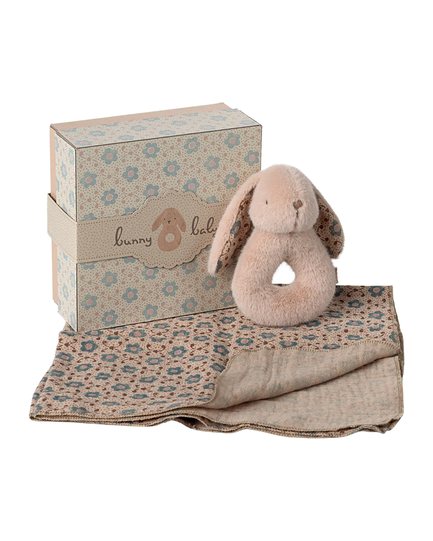 Coffret hochet lapin poudre - Maileg