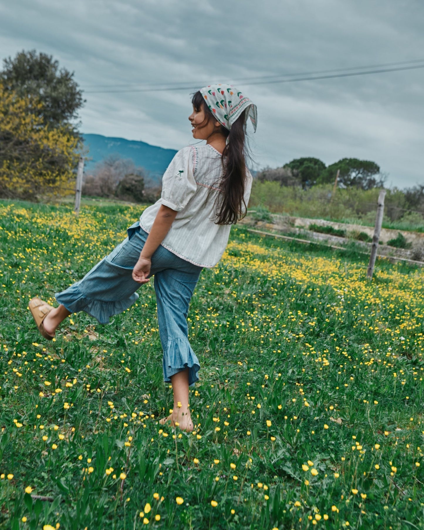 Foulard - Tulipes écru