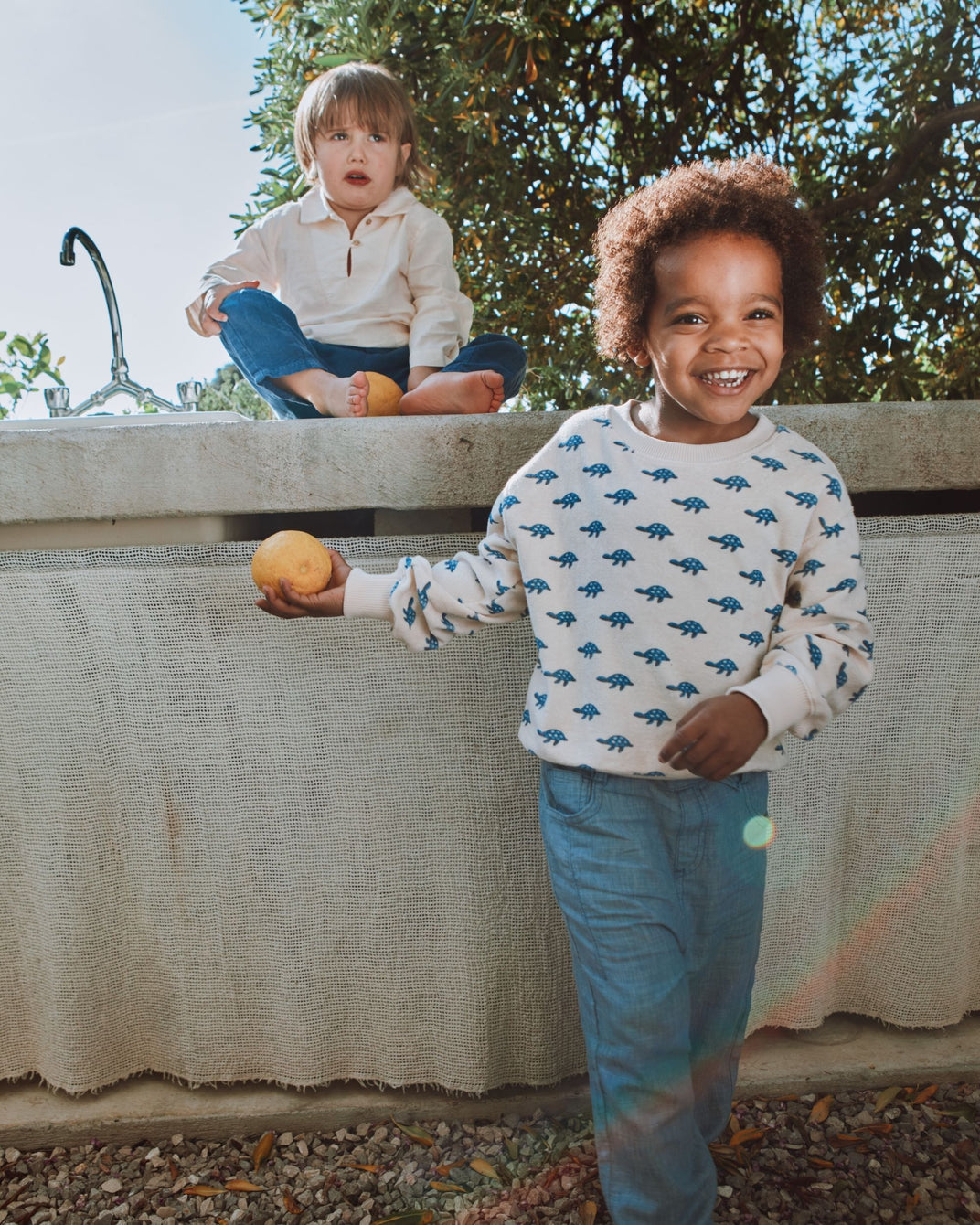 Sweat éponge tortues écru