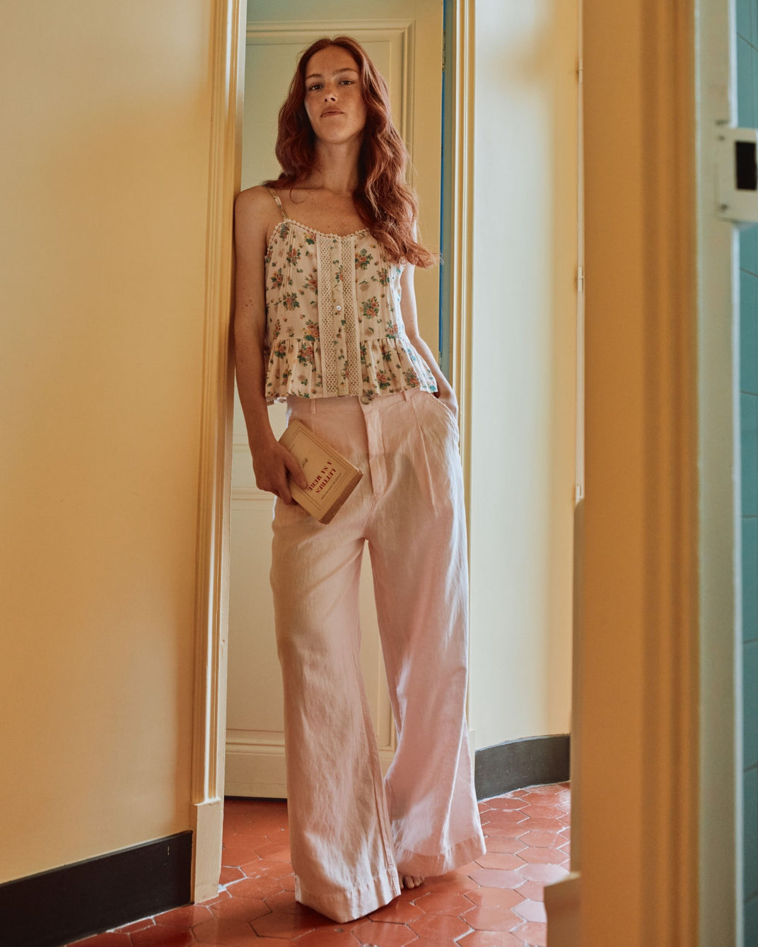 Spring pink thin strap top