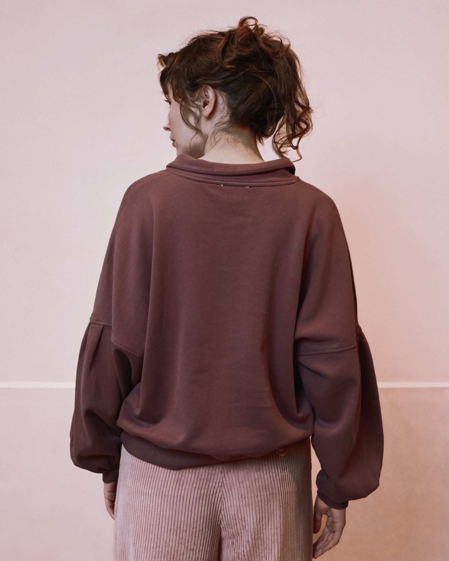 Sweat polo - Boutonné violine