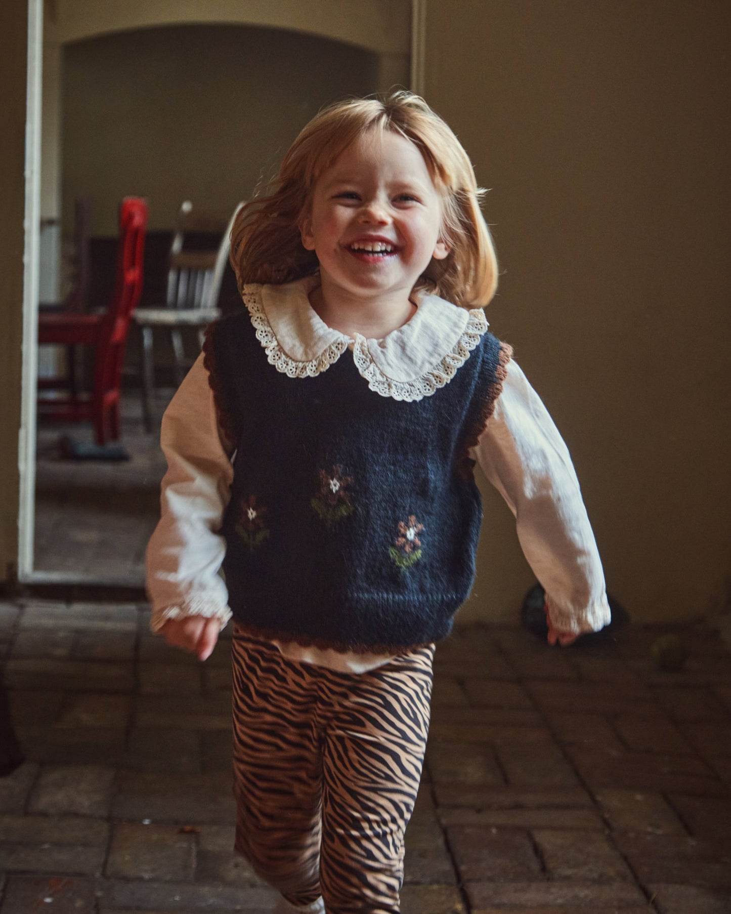 Pull sans manches jacquard bitume