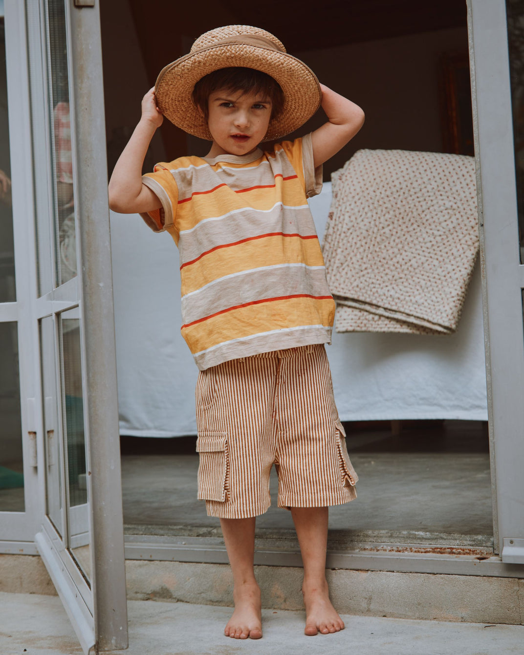 T-shirt coton bio rayure sésame