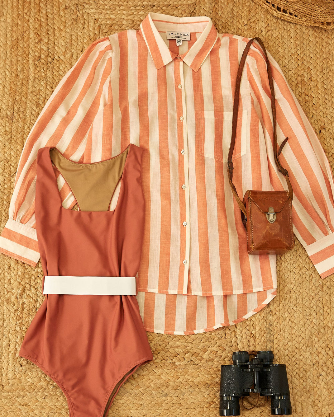 Khadi shirt with red and white stripes