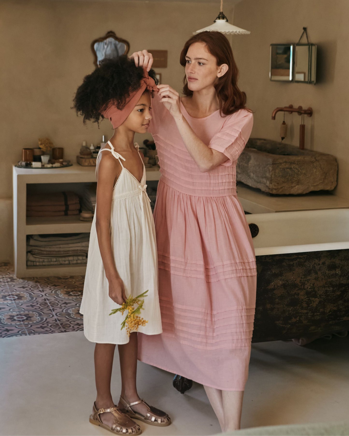 Robe longue - Plissée rose