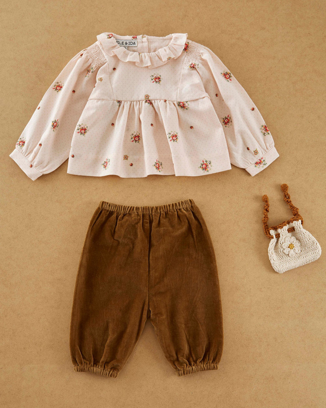 bronze velvet baby pants