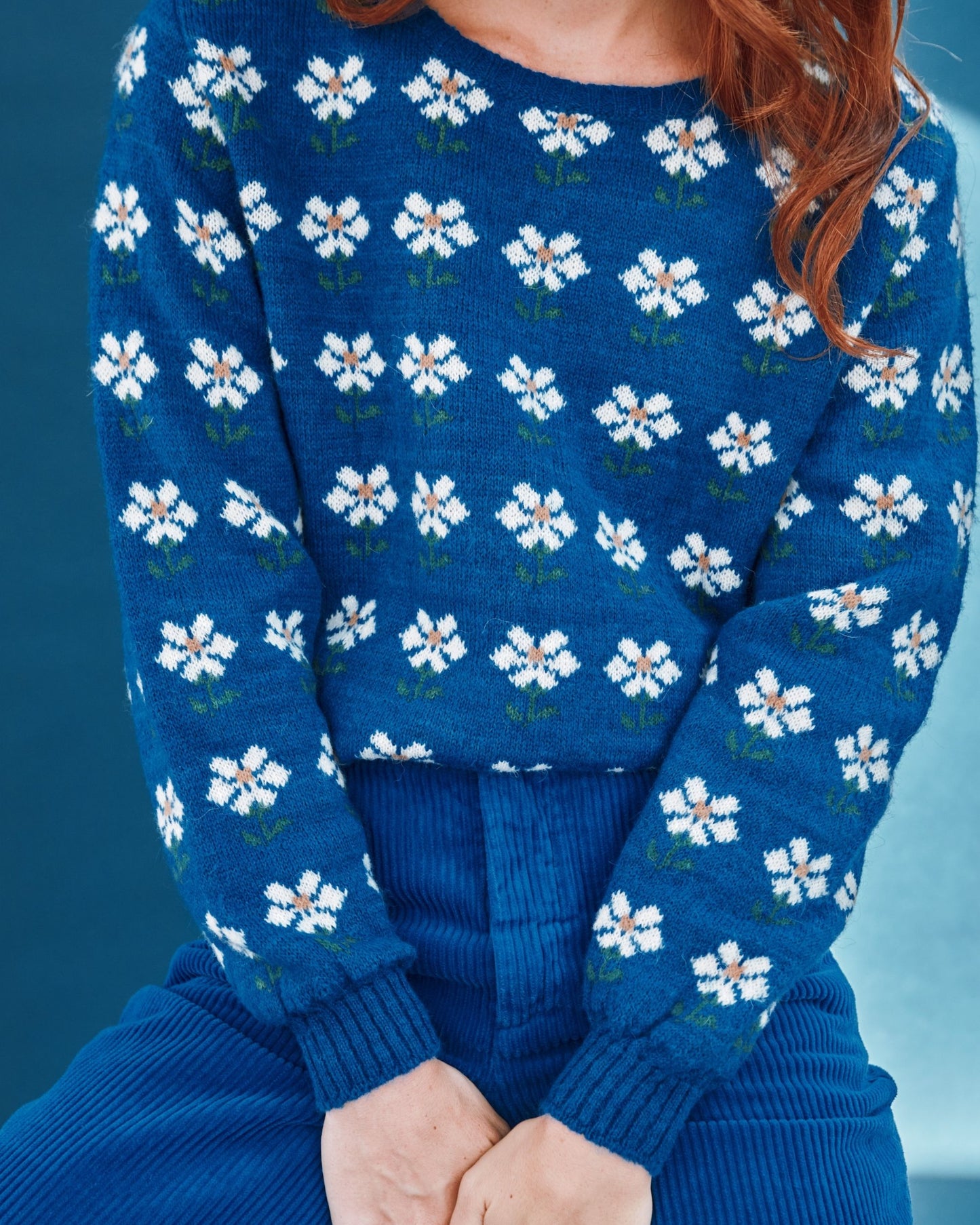 all-over royal flower sweater