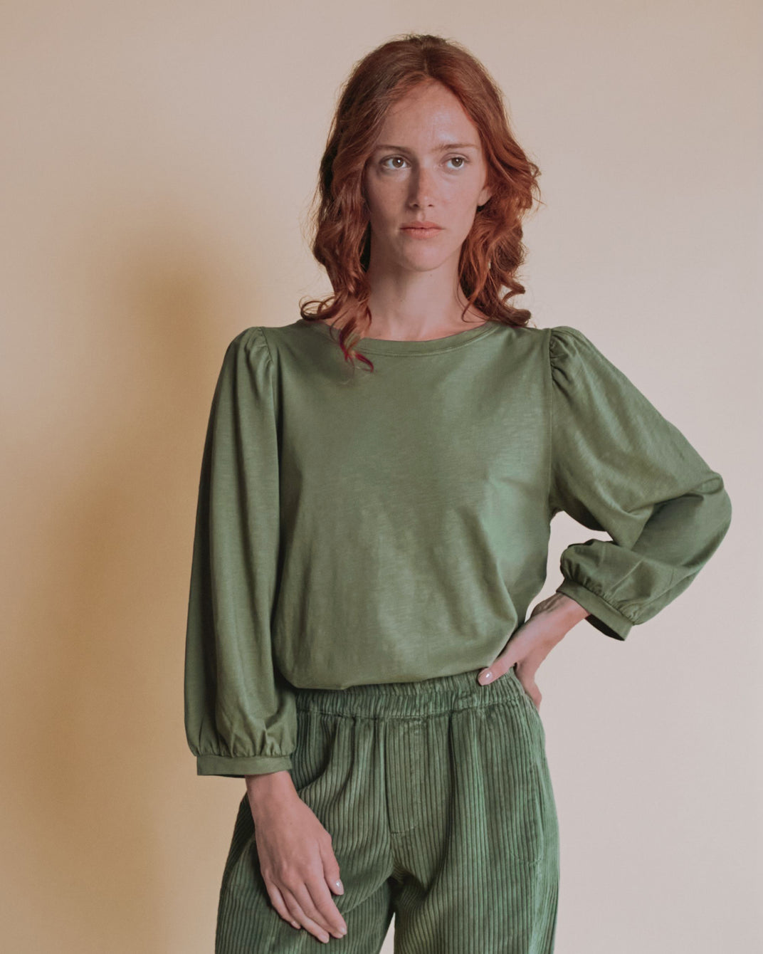 T-shirt - Manches ballons vert