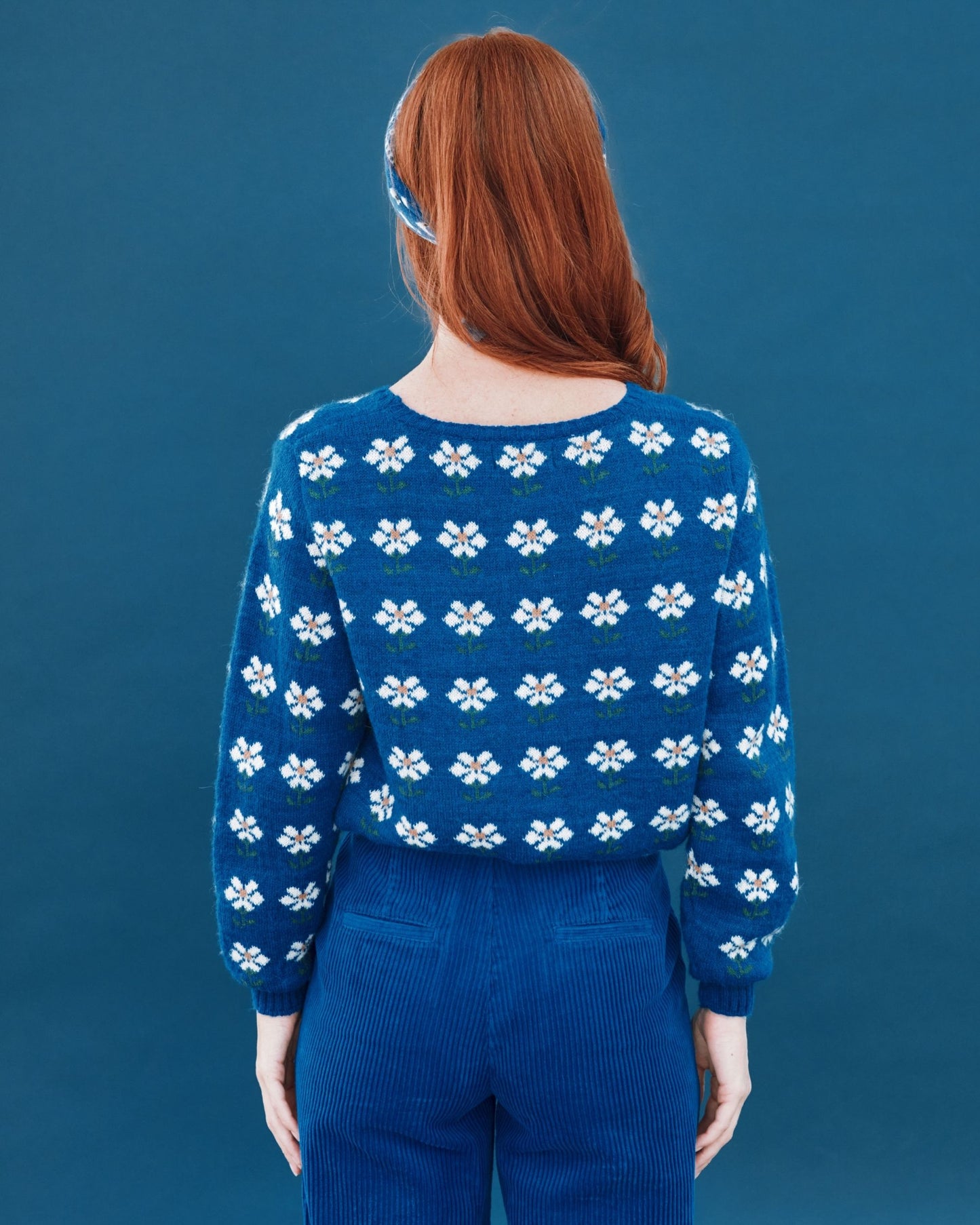 all-over royal flower sweater