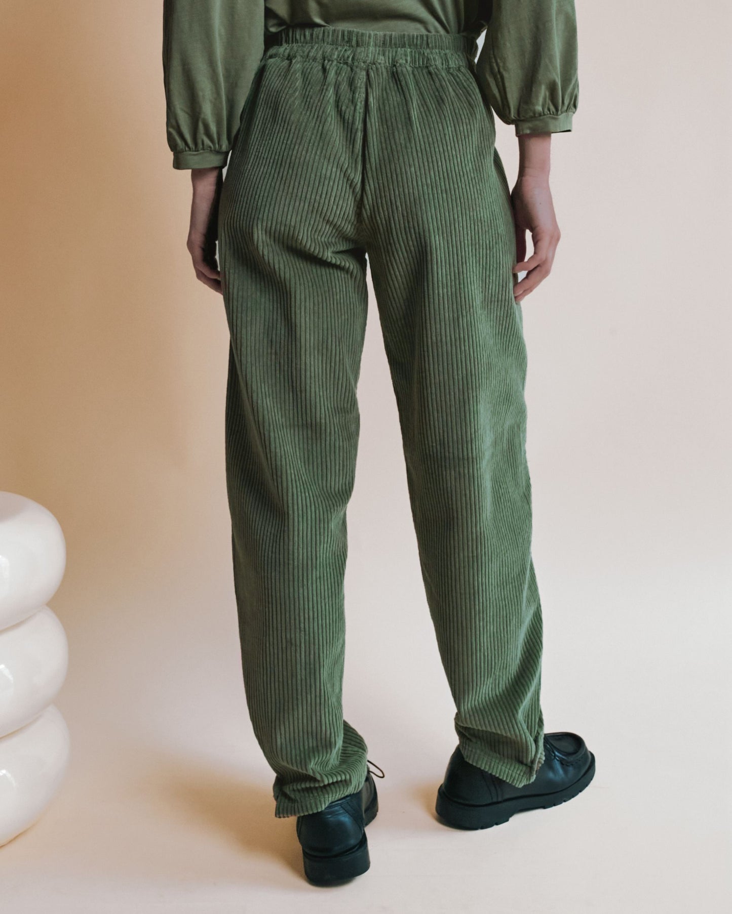 Pantalon jogger - Velours cotelé vert pistache