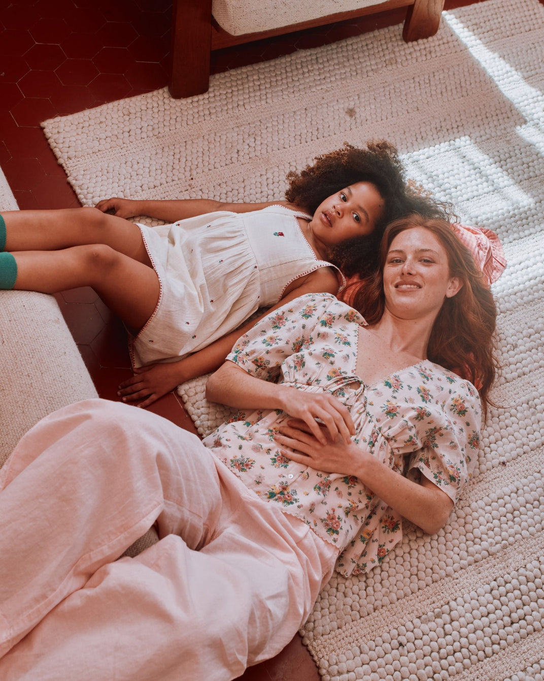 Robe - brodée tulipes écru