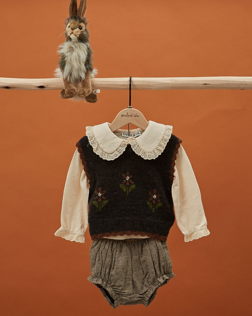 Bloomer smocké brun chiné