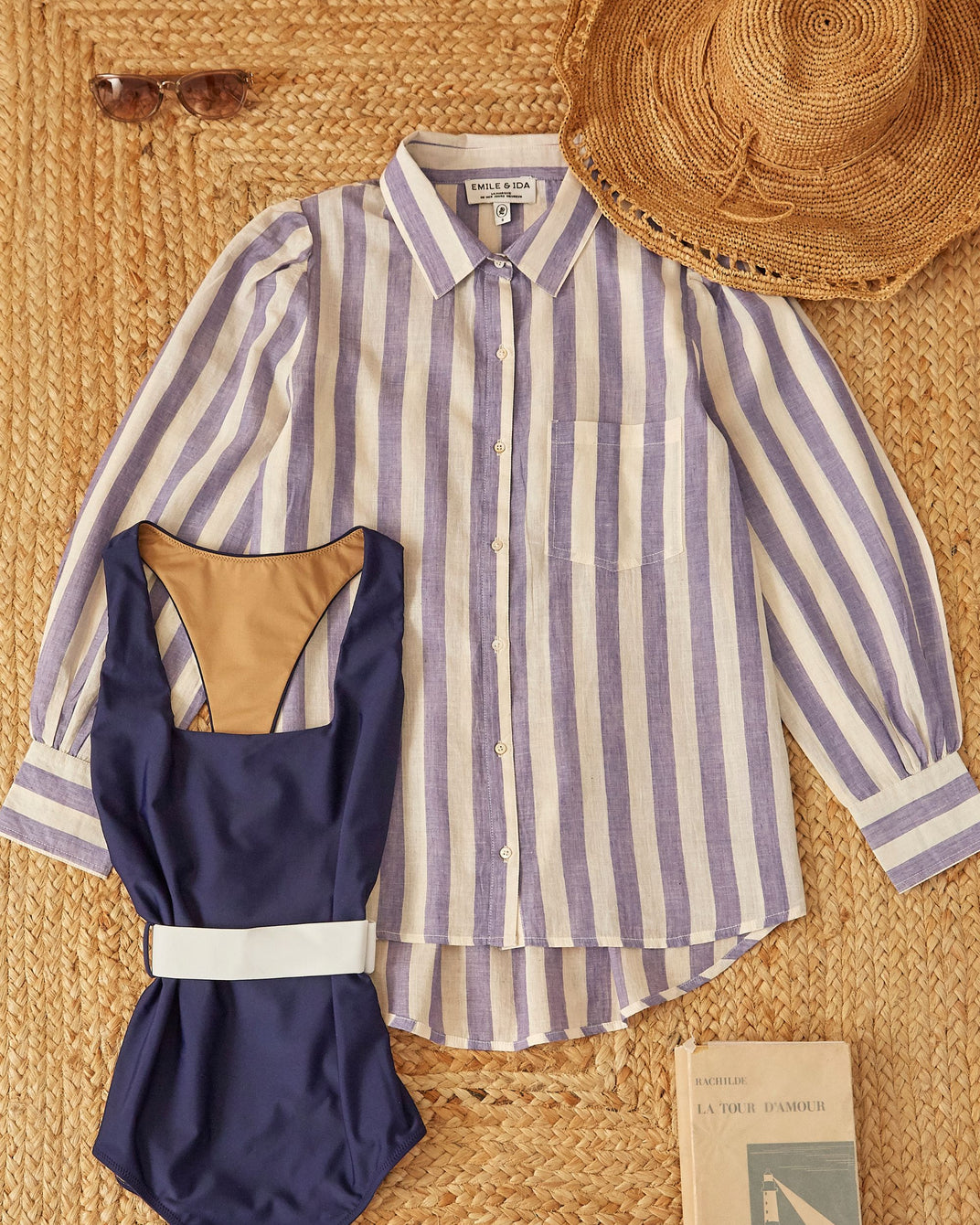 Khadi shirt with blue and white stripes