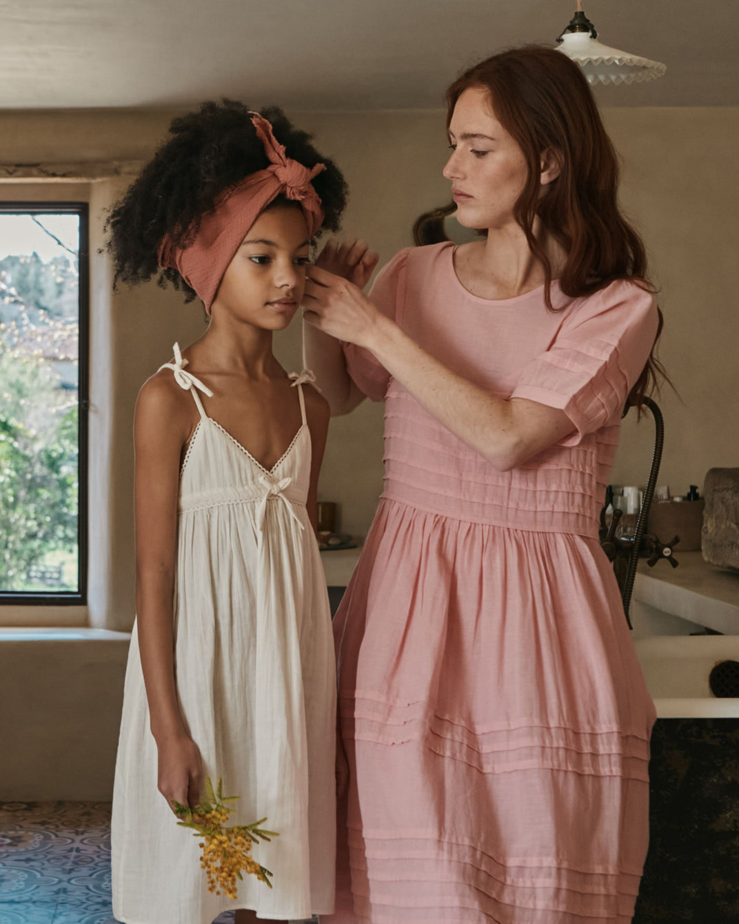 Robe - Bretelles noeuds écru