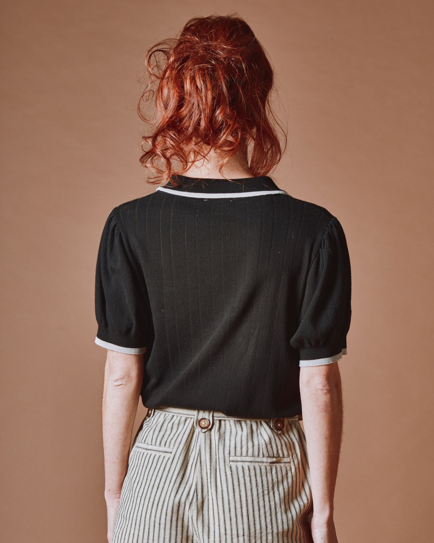 Polo - Pointelle modal noir