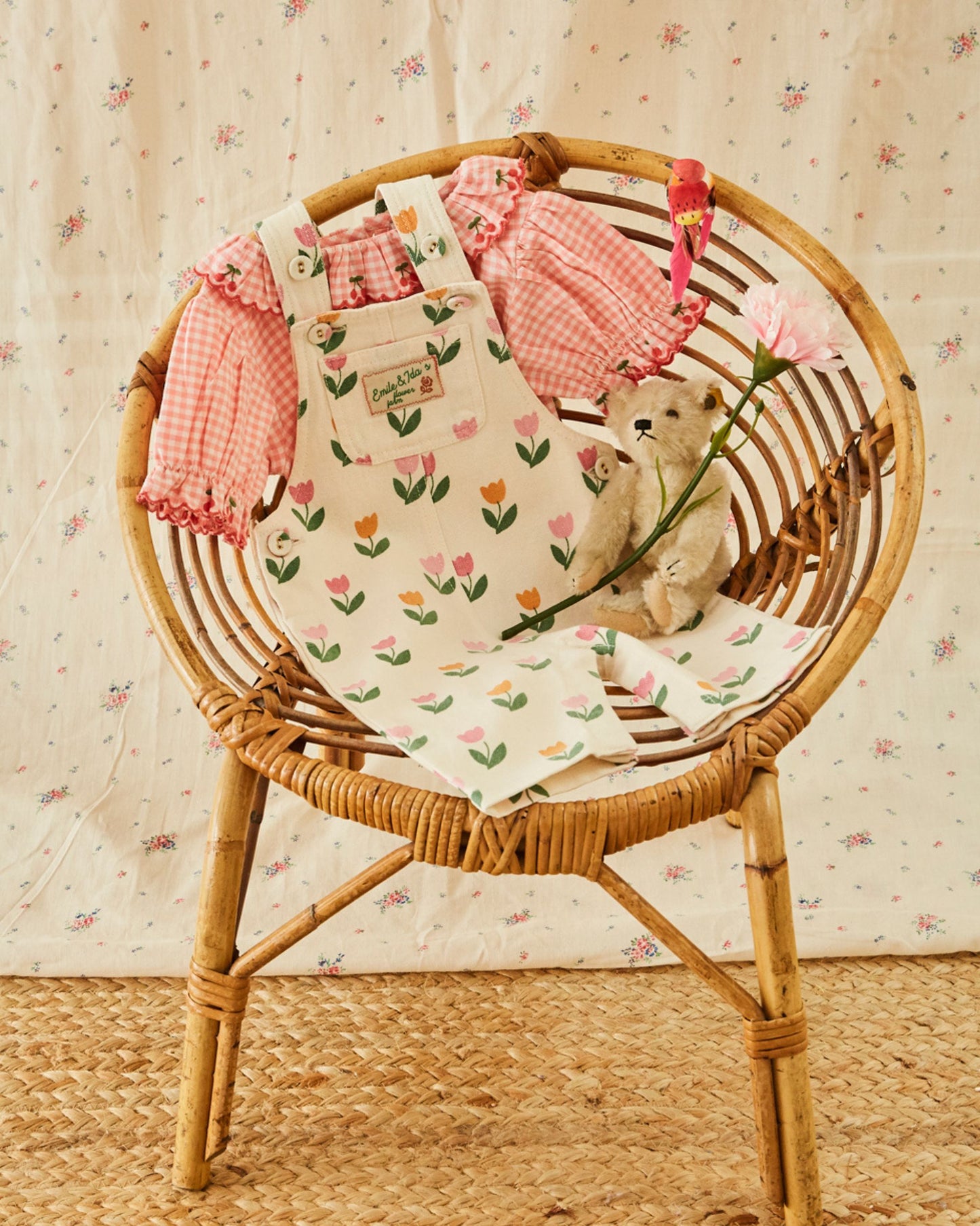 Salopette - Bébé tulipes crème