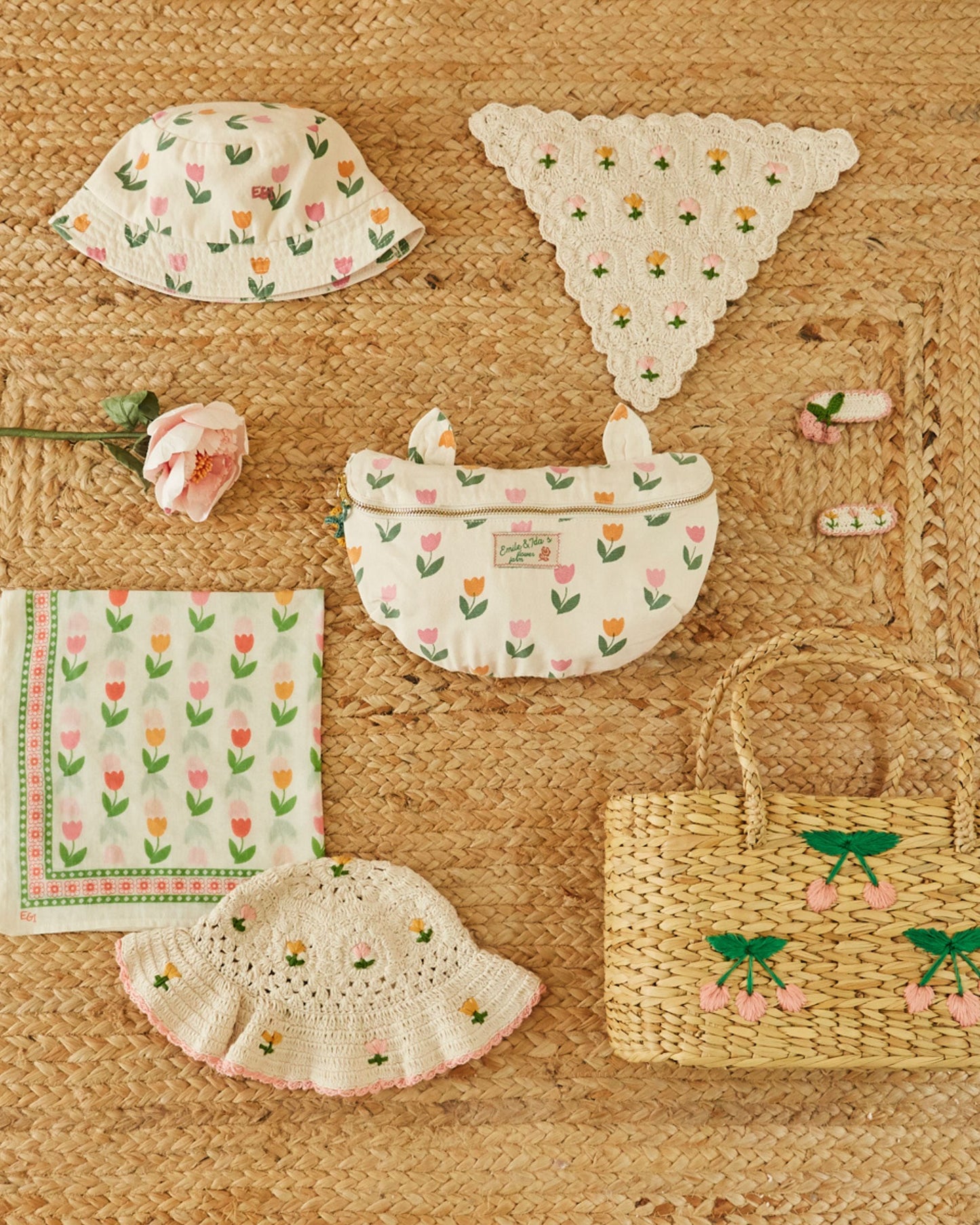 2 barrettes - Crochet rose et blanc