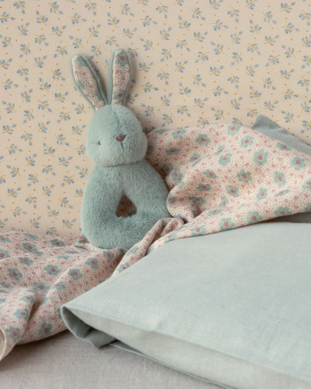 Coffret hochet lapin menthe - Maileg