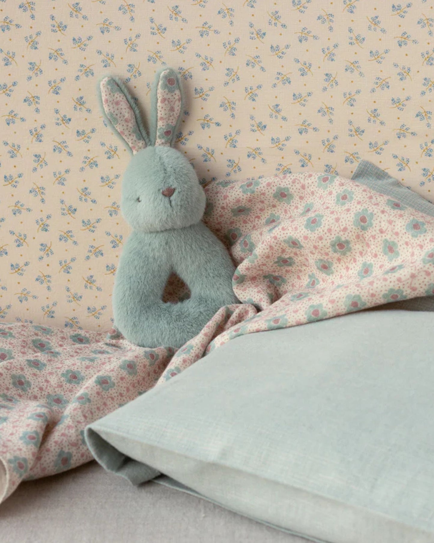 Coffret hochet lapin menthe - Maileg