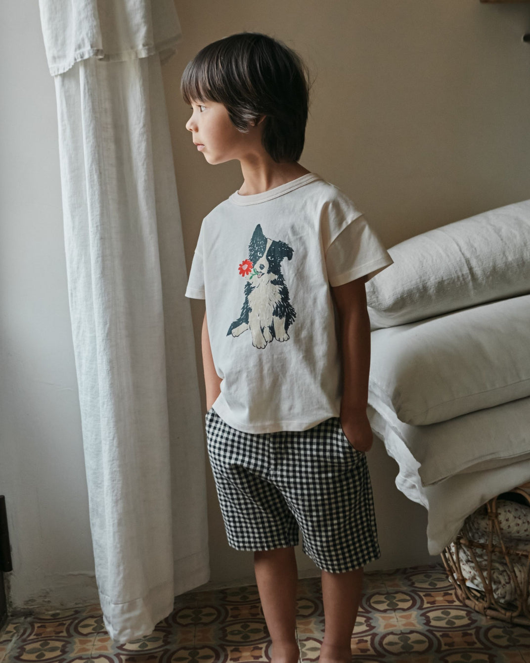 T-shirt - Border collie crème