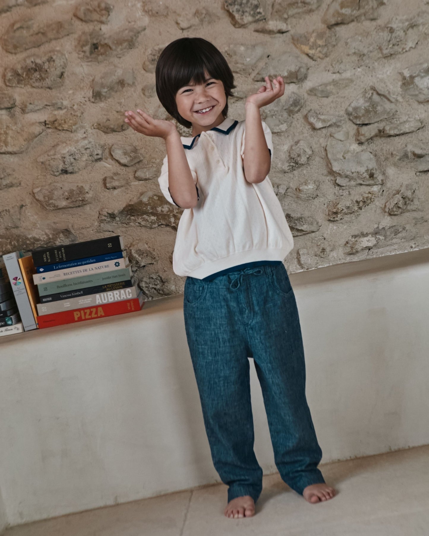 Polo enfant - Pointelle modal crème
