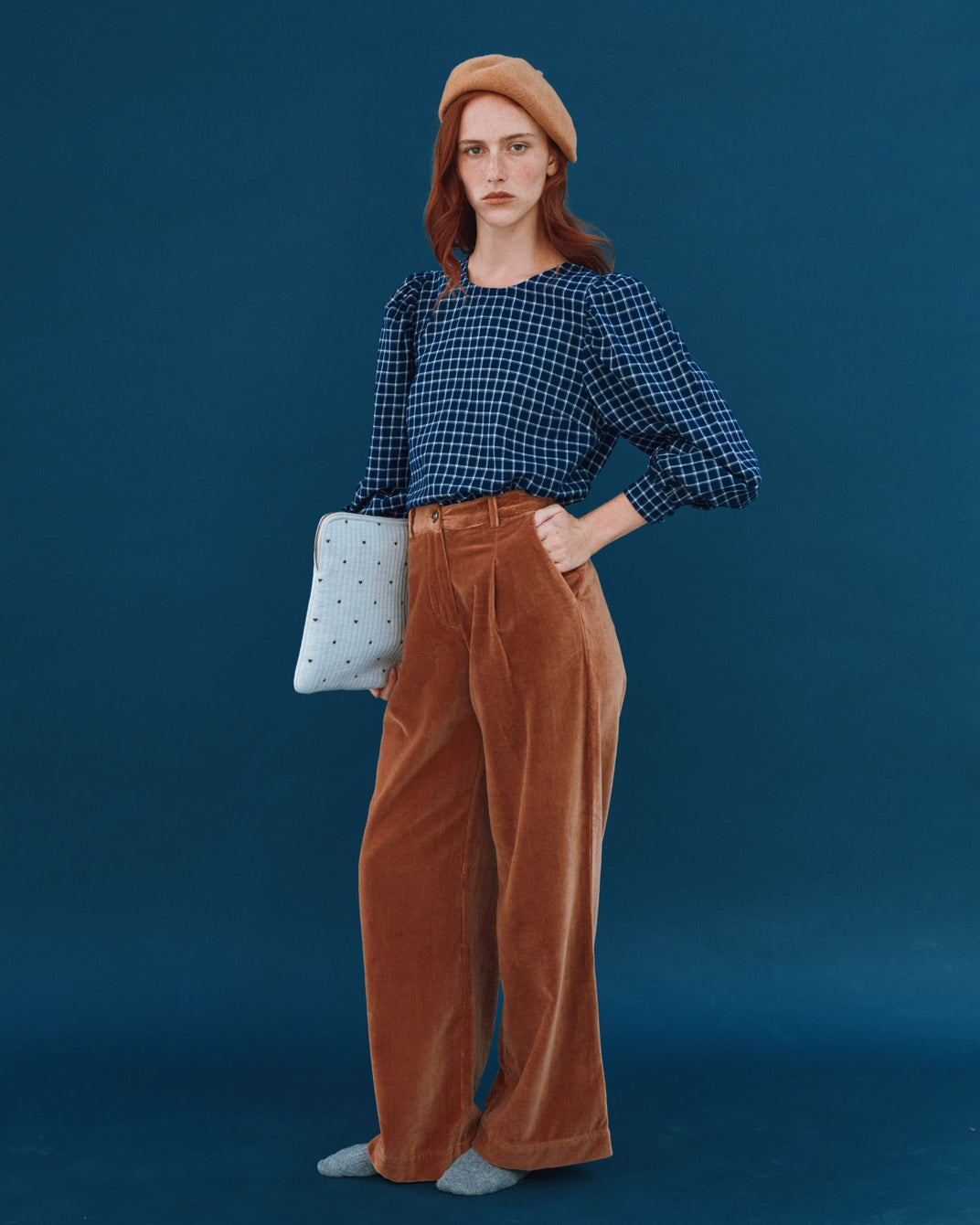 pecan velvet wide-leg pants