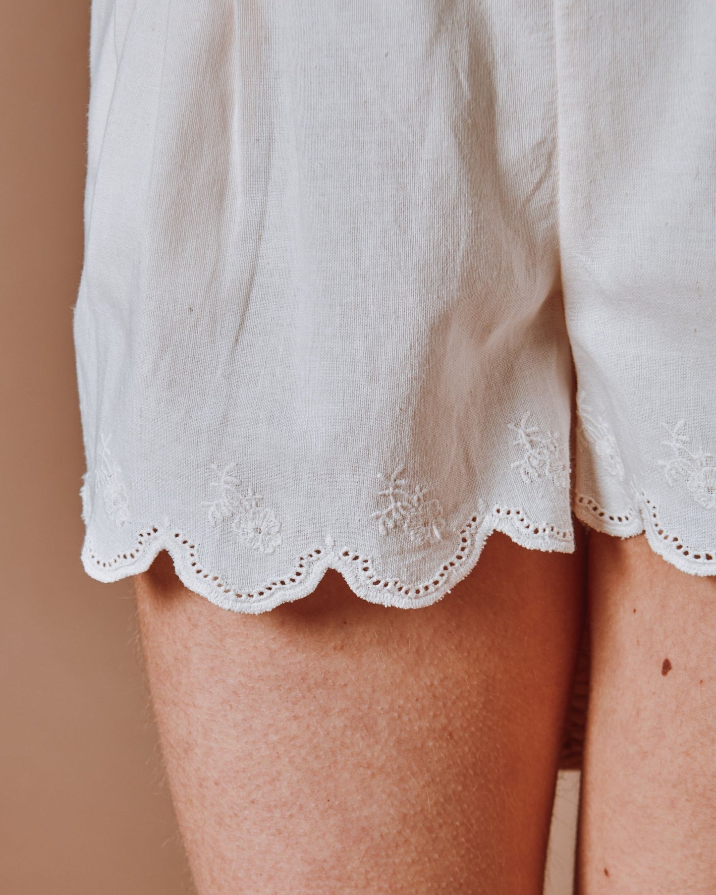 Short à pont - Plissé crème