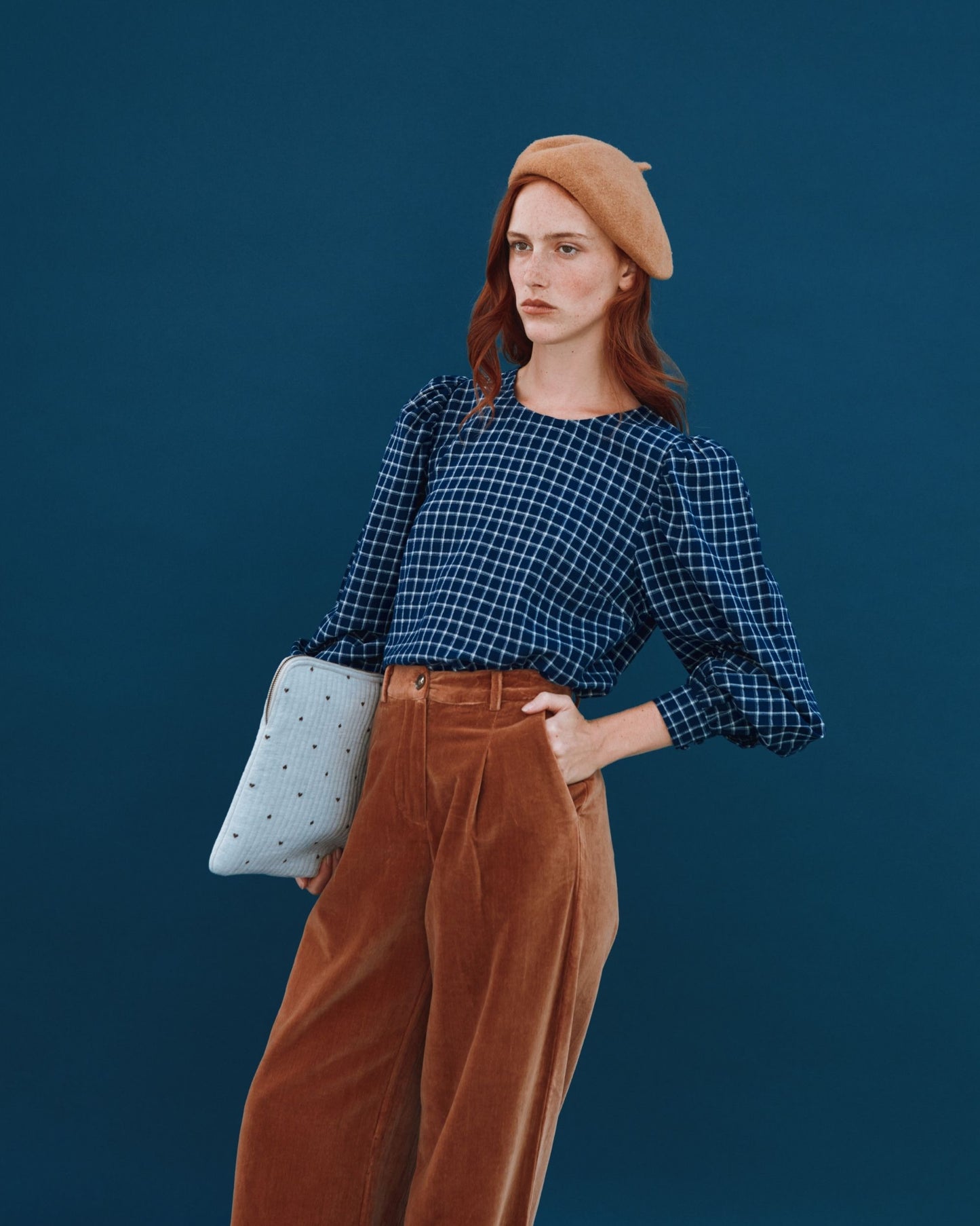 pecan velvet wide-leg pants