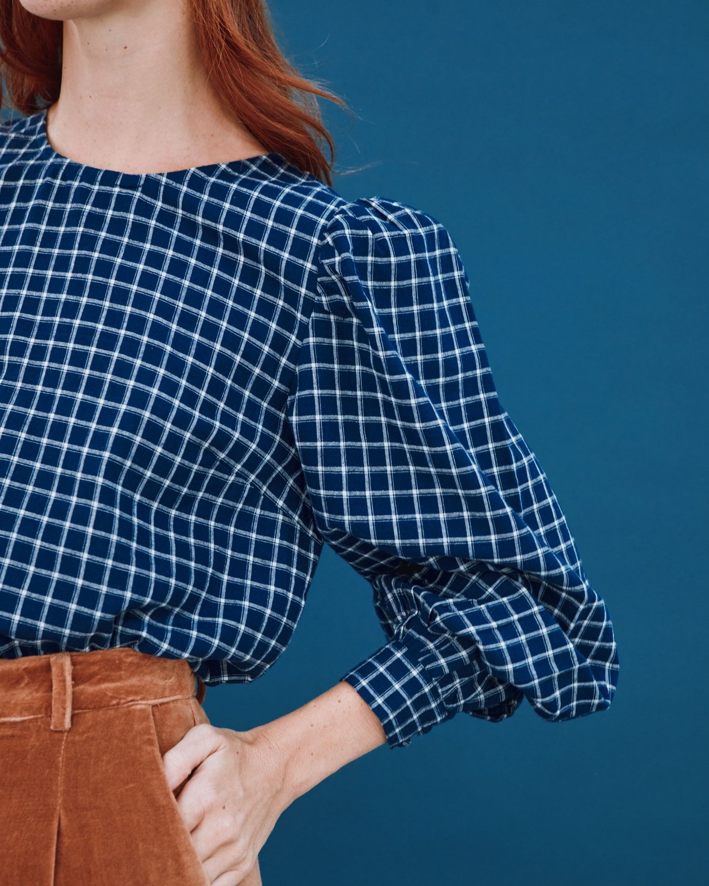 khadi gramercy check blouse
