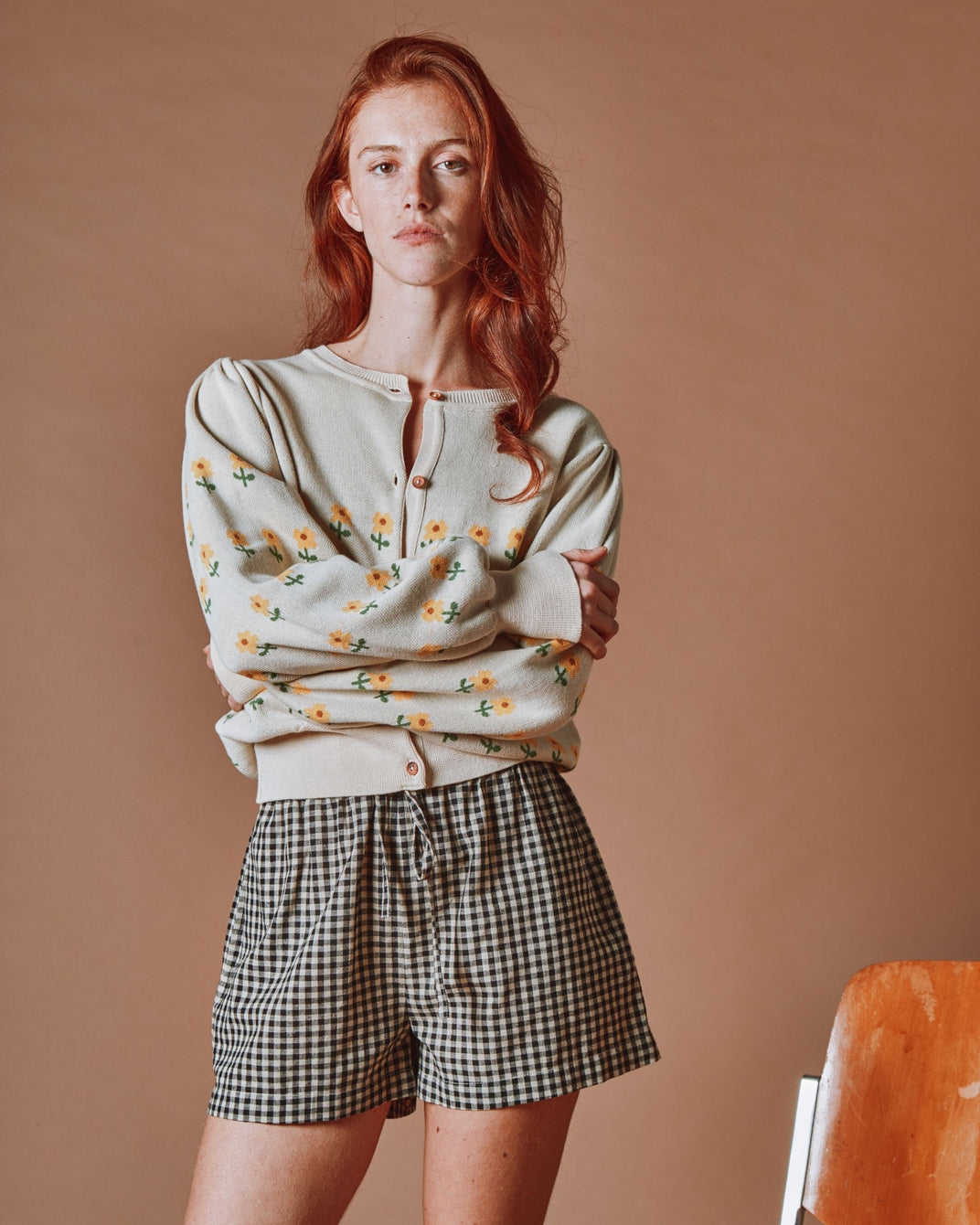 Short - Taille élastique vichy noir