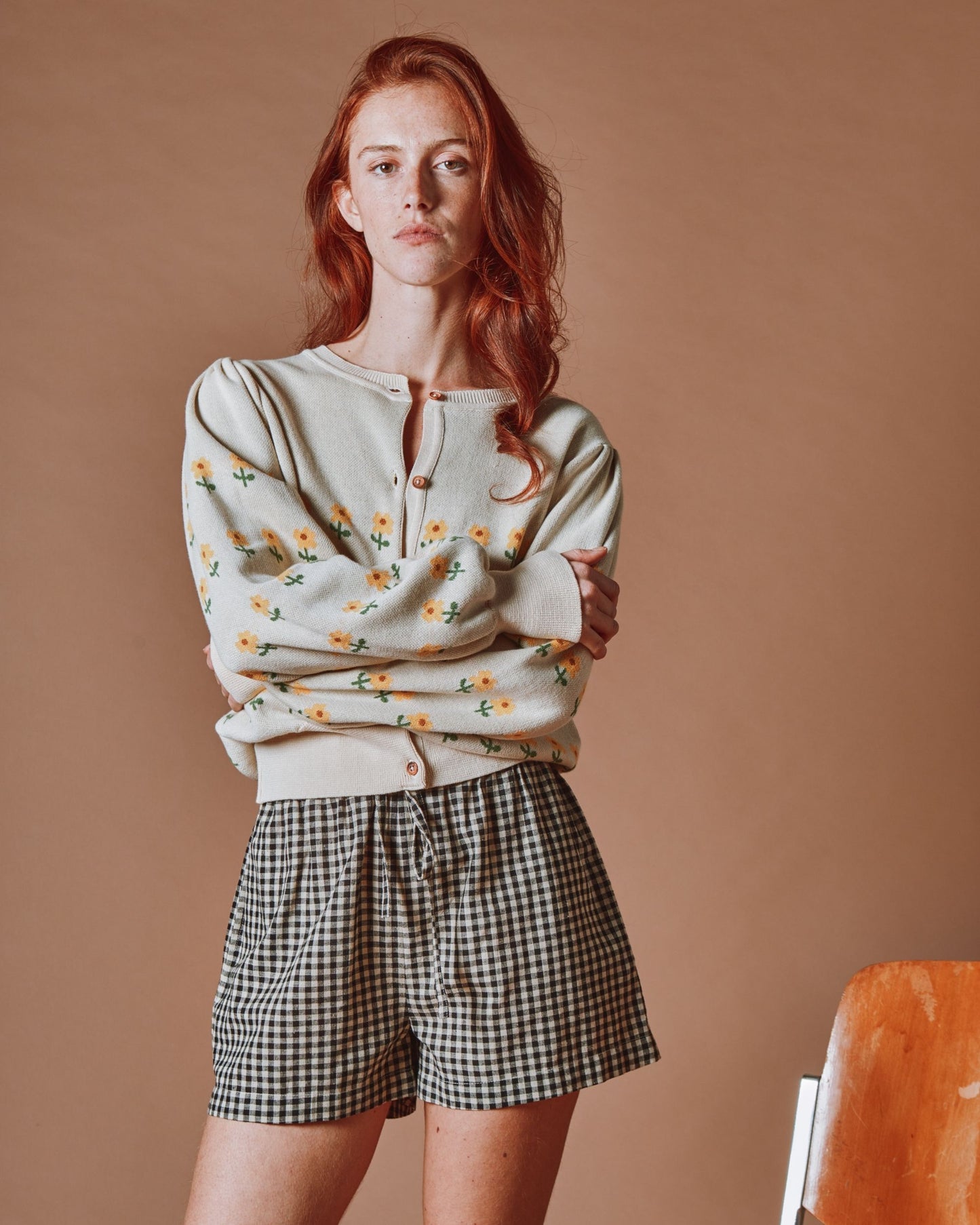 Short - Taille élastique vichy noir