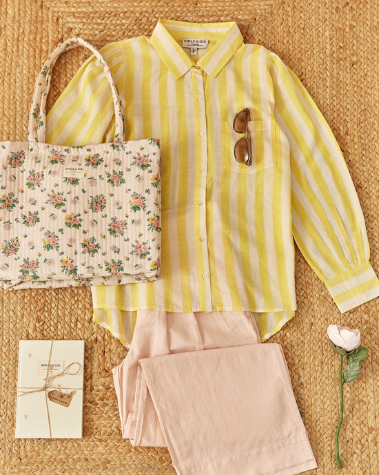 emile et ida Chemise khadi rayures jaune et blanc