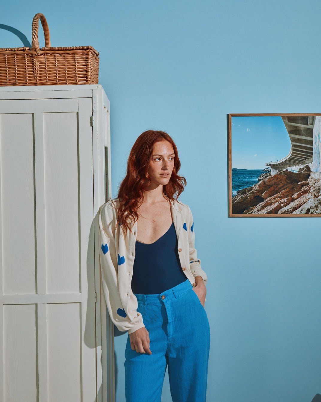 Cardigan femme coeur coton bio écru