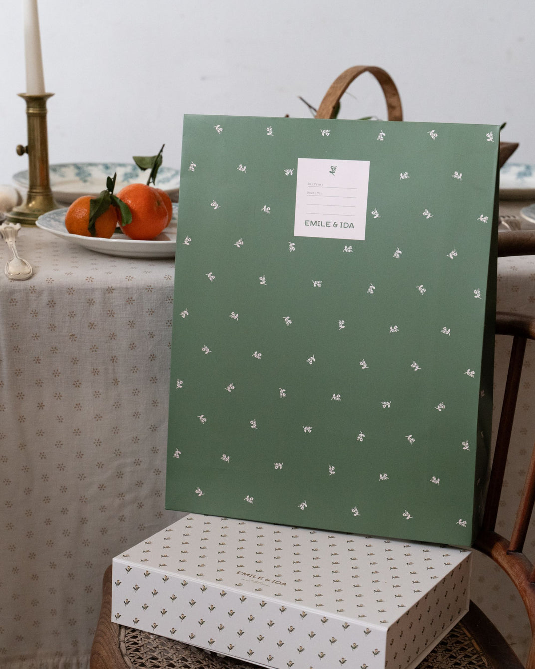 Pochette cadeau jonquille vert